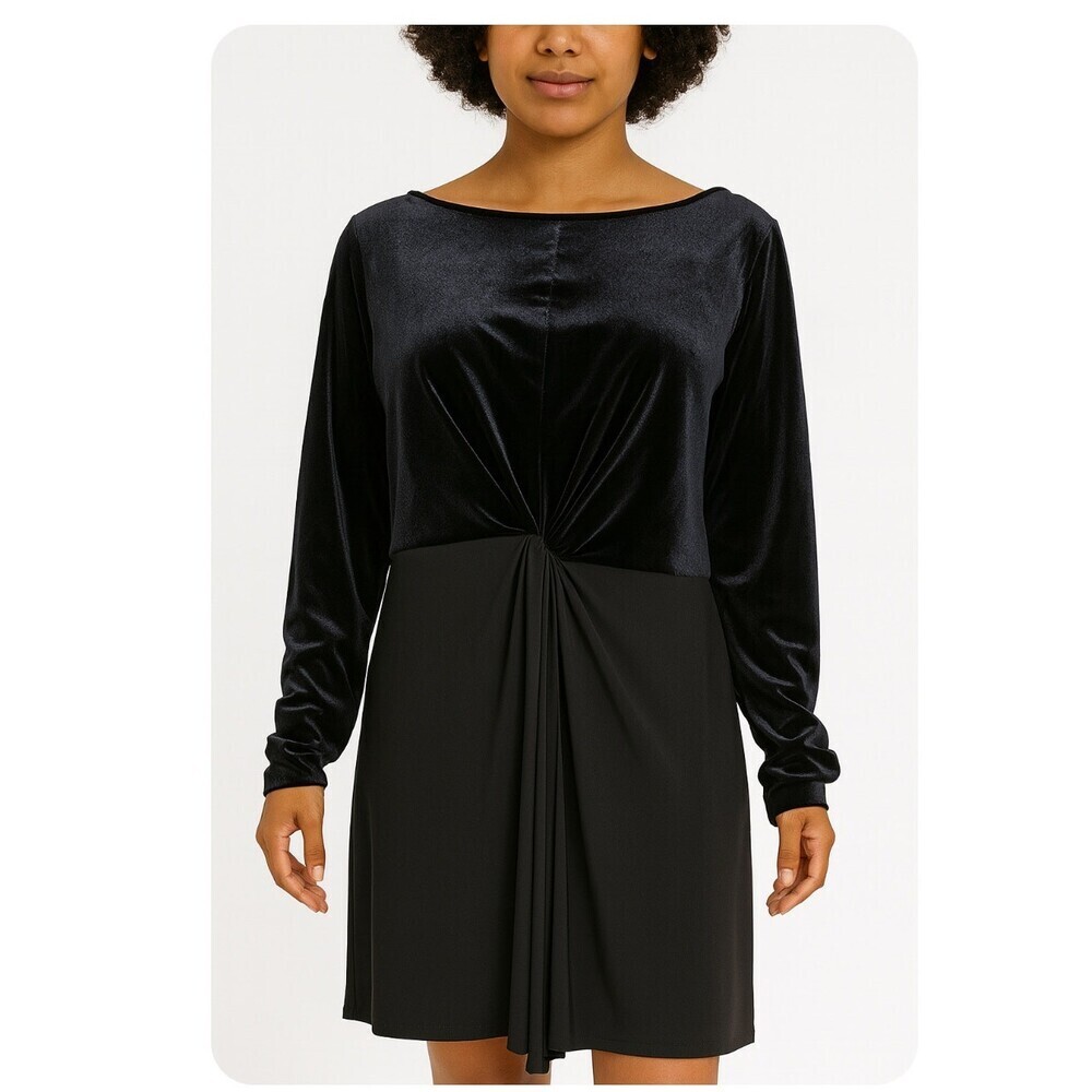 NWT Michael Kors Women's Petites' Velvet Twist Sheath Dress in black SZ L